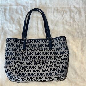Michael Kors Monogram Navy and Denim looking Background Tote